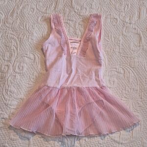 Capezio future stars XS girls pink skirted dance leotard 95% cotton